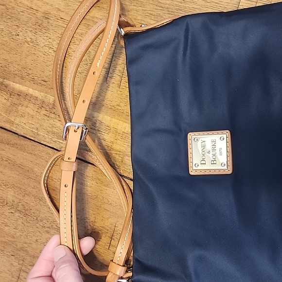 Dooney & Bourke Navy Messenger Bag with Logo and Textured Fabric - Picture 9 of 16